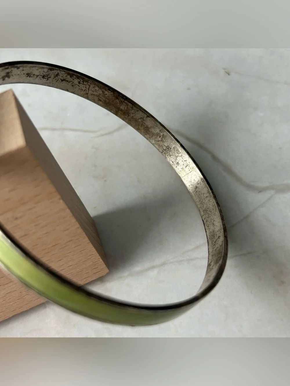 Vintage Green Enamel Bangle Bracelet